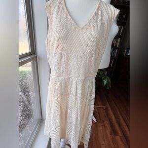 Romantic Ivory Lace Midi Dress Size 16 | Bridal Shower Garden Party Liz Claborne